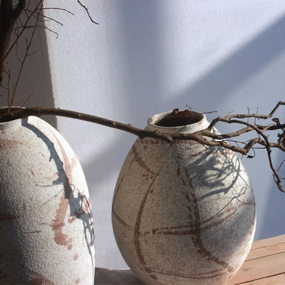 Rustic Zen | Handcrafted Coarse Ceramic Retro Vase – Timeless Earthenware Accent for Elegant Décor"