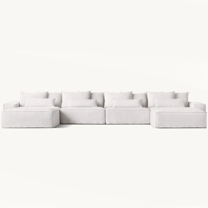 Cloud Luxe | Minimalist U-Shaped Deep Seat Modular Sofa – Modern Fabric Chaise Lounge