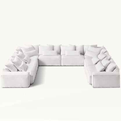 Opulent Cloud | Modern White U-Shape Leather Sectional Sofa – Luxury Modular Comfort