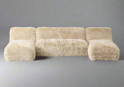 Luxury U-Chaise Sheepskin Sofa – Modern Sectional Wrapped in Long-Haired Elegance