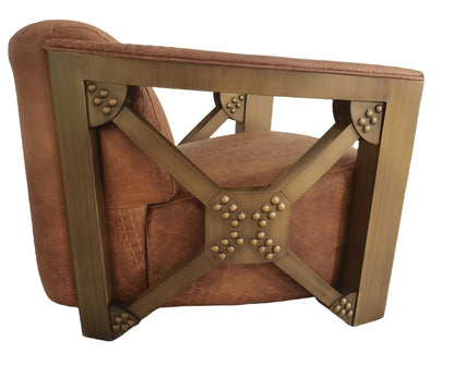 Aviator Retro Industrial Leather Chair – Vintage Loft-Style Accent Chair for Living Room & Office