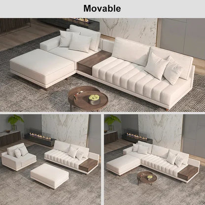 Regal Comfort | Royal Beige Sectional Sofa with Storage & Solid Wood Frame