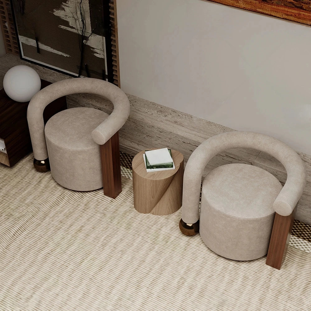 Velvet Luxe | Modern Leisure Chair with Low Arms & Wooden Frame
