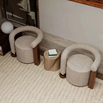 Velvet Luxe | Modern Leisure Chair with Low Arms & Wooden Frame