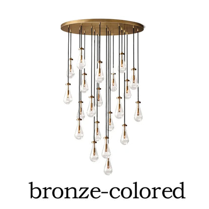 Golden Droplet | Luxury Crystal Glass & Copper Chandelier for Living Room or Bar