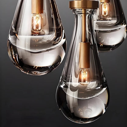 Golden Droplet | Luxury Crystal Glass & Copper Chandelier for Living Room or Bar