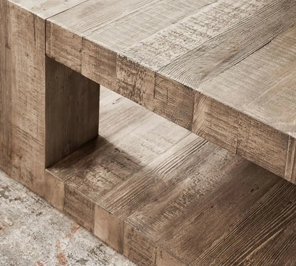 Heritage Luxe | Solid Oak & Metal Coffee Table – American-Style Rustic Elegance