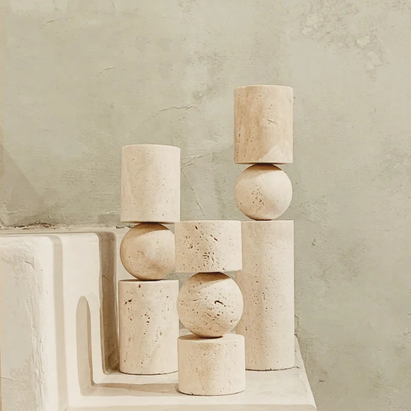 Nordic Travertine Candle Holder