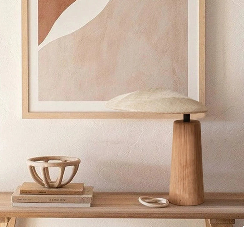 Zen Glow | Wabi-Sabi Wooden Table Lamp – Minimalist Bedside & Art Deco Lighting