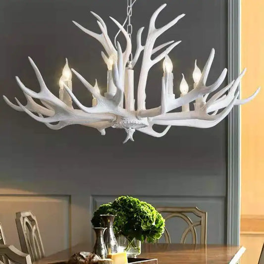 Aurora Antler | Cascading Resin Chandelier – Vintage Industrial Loft Pendant Light