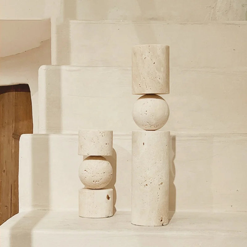 Nordic Travertine Candle Holder