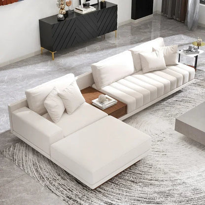 Regal Comfort | Royal Beige Sectional Sofa with Storage & Solid Wood Frame