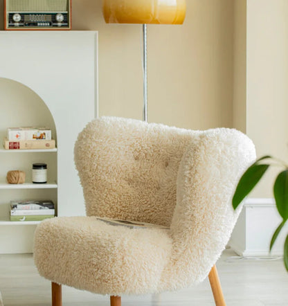 Italian Luxury  Faux fur Wool Sheepskin Accent Lounge Chair – Modern Elegance