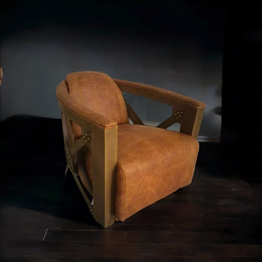 Aviator Retro Industrial Leather Chair – Vintage Loft-Style Accent Chair for Living Room & Office