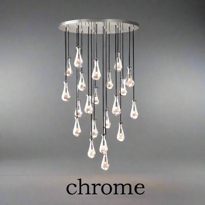 Golden Droplet | Luxury Crystal Glass & Copper Chandelier for Living Room or Bar