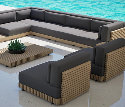 Nordic Haven | Luxury Teak Poolside Daybed & Patio Lounge Set – Contemporary Outdoor Sofa Furniture