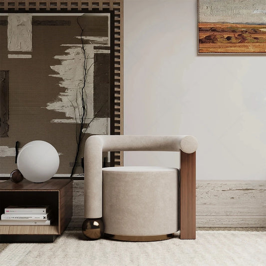 Velvet Luxe | Modern Leisure Chair with Low Arms & Wooden Frame