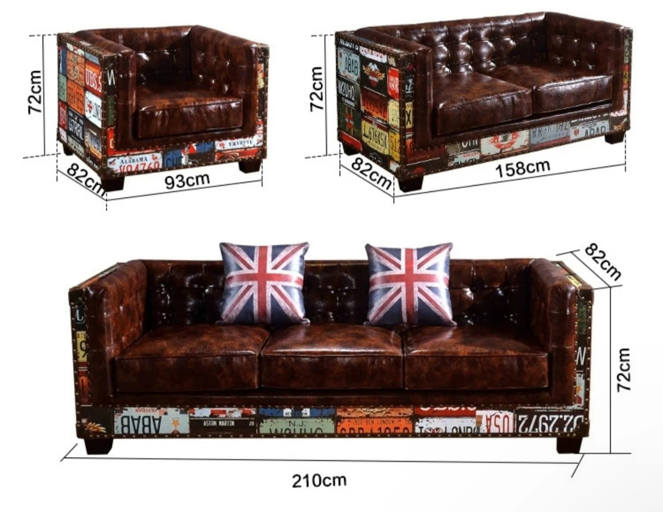 The Heritage Lounge | Vintage Chesterfield Sectional Sofa in Leather & Wood - chocolate -brown