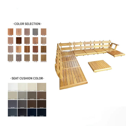 Semarang Luxe | Teak & Rattan Outdoor Furniture Set – Weatherproof Balcony Sofa & Coffee Table Ensemble