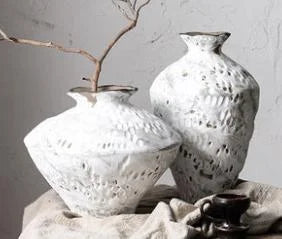 Rustic Zen | Handcrafted Coarse Ceramic Retro Vase – Timeless Earthenware Accent for Elegant Décor"