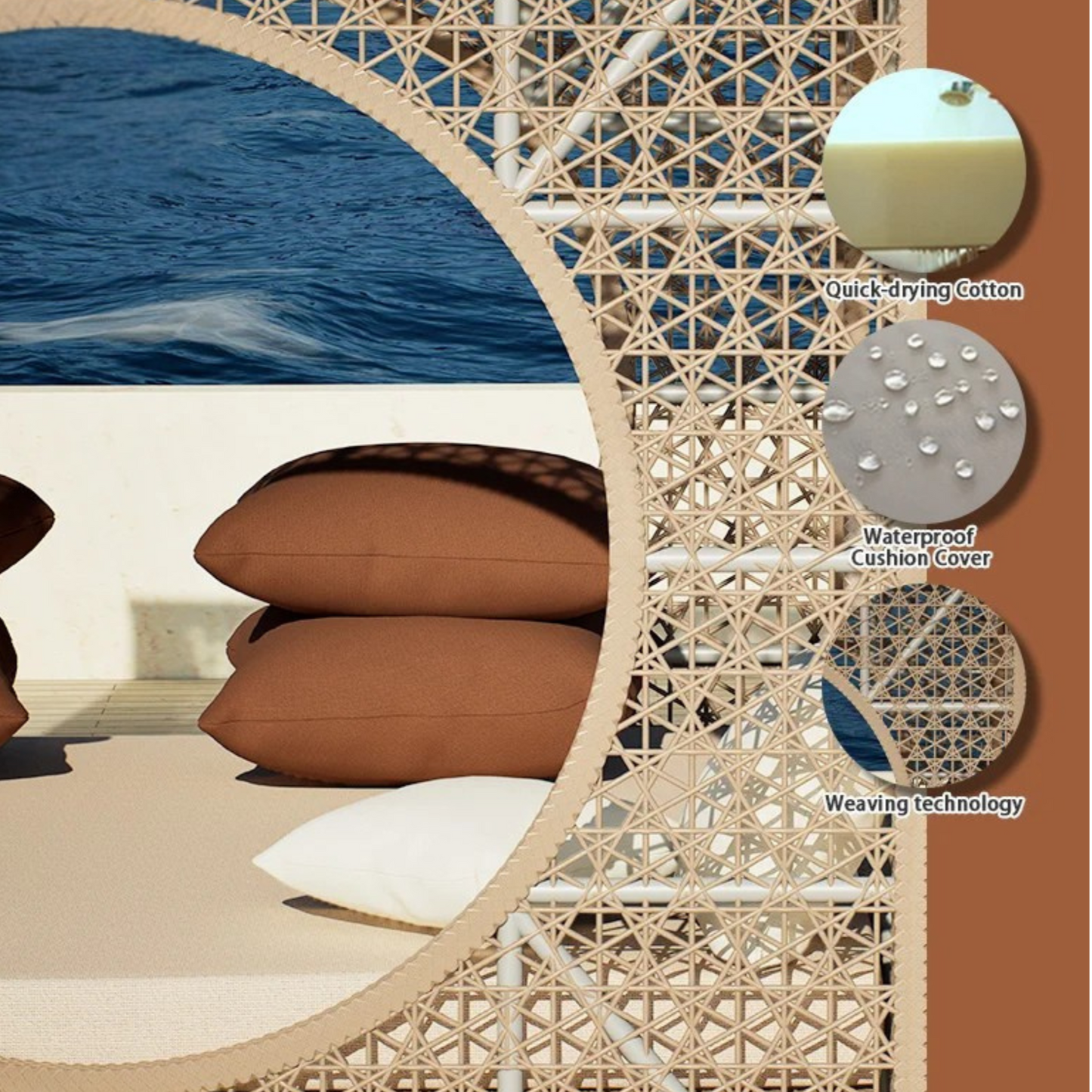 Elysia Luxe | 3-Seater Outdoor Lounge Set with Teak & Rattan – Premium Turkish Restaurant & Garden Furniture