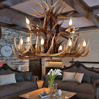 Rustic Majesty | European Retro Antler Pendant Lamp – Handcrafted Vintage Lodge Lighting
