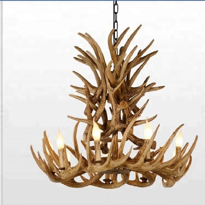 Rustic Majesty | European Retro Antler Pendant Lamp – Handcrafted Vintage Lodge Lighting