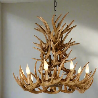 Rustic Majesty | European Retro Antler Pendant Lamp – Handcrafted Vintage Lodge Lighting
