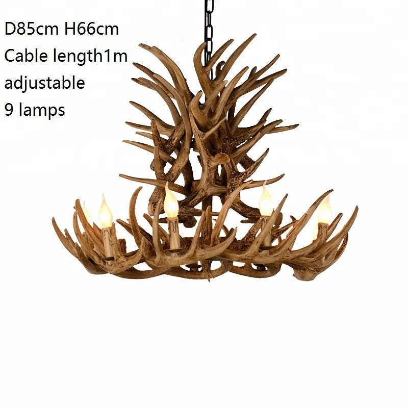 Rustic Majesty | European Retro Antler Pendant Lamp – Handcrafted Vintage Lodge Lighting