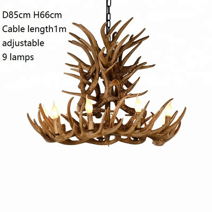 Rustic Majesty | European Retro Antler Pendant Lamp – Handcrafted Vintage Lodge Lighting