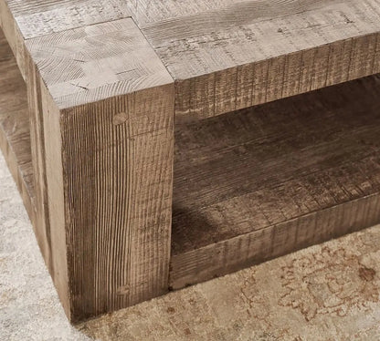 Heritage Luxe | Solid Oak & Metal Coffee Table – American-Style Rustic Elegance