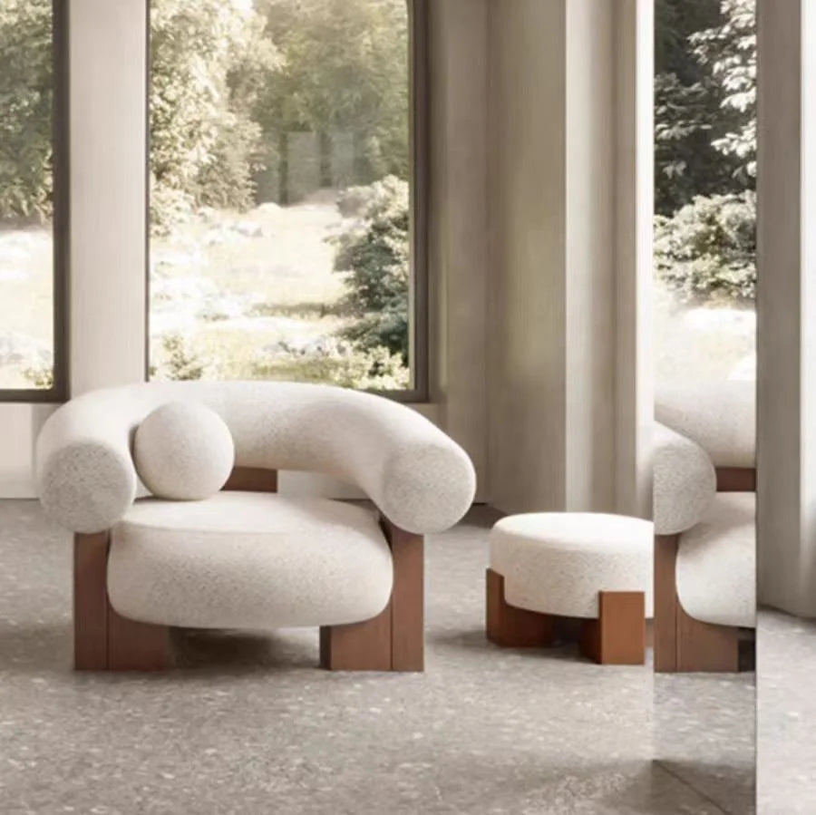 Nordic Elegance | Handcrafted Solid Wood Lounge Chair – Light Luxury & Timeless Comfort