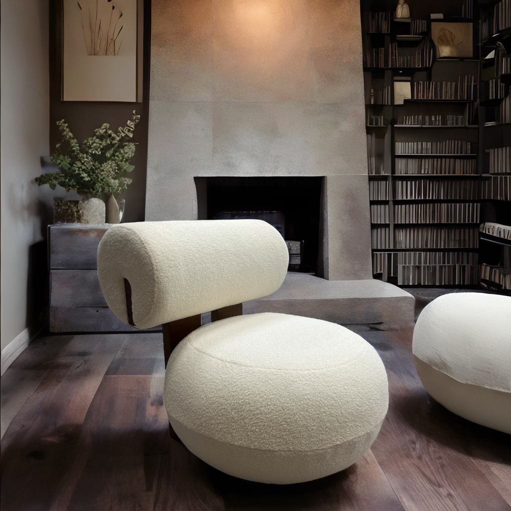 Wabi-Sabi | Cream Cashmere Lounge Chair for Boutique & Balcony Bliss