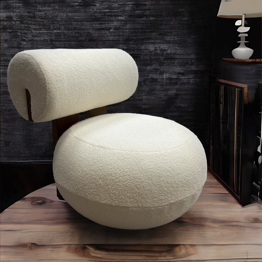 Wabi-Sabi | Cream Cashmere Lounge Chair for Boutique & Balcony Bliss