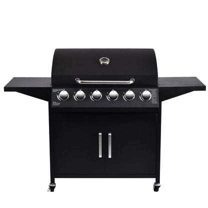 CE 2 in 1 Charcoal and Gas Combo Barbecue BBQ Gas Grills Large Capacity Cooking Area with Thermometer