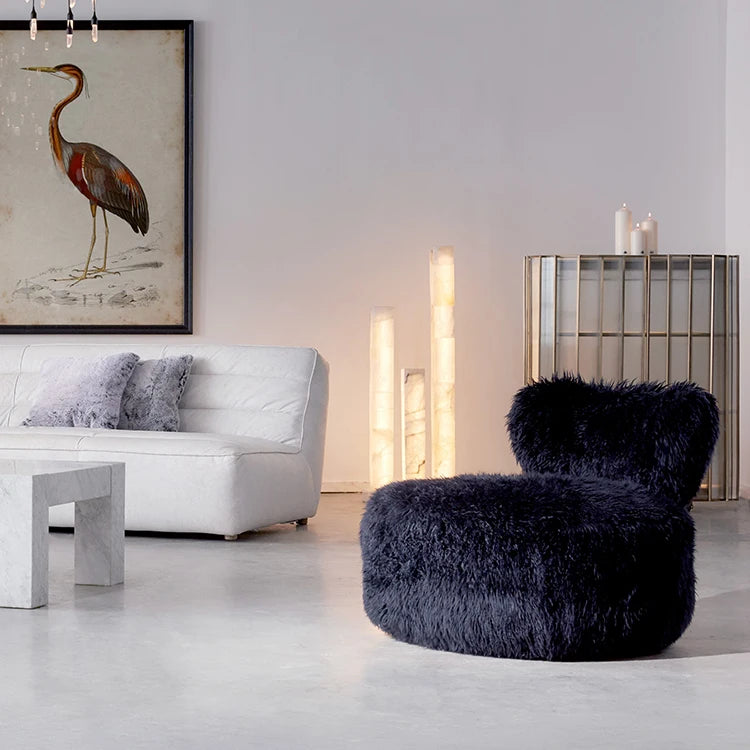 Nordic Haven | Modern Sheepskin Accent Armchair – Cozy Luxury for Living Spaces