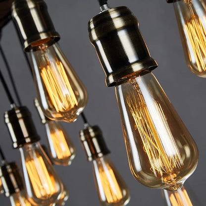 Ironwood Grandeur | Industrial Vintage Chandelier – Rustic Iron & Wood Pendant Light"