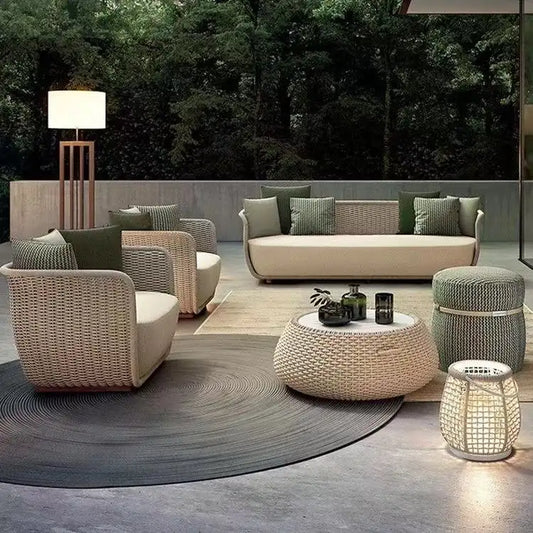 Primora Solis | Luxury Outdoor Rope Sofa Set with Aluminum Frame & Waterproof Cushions
