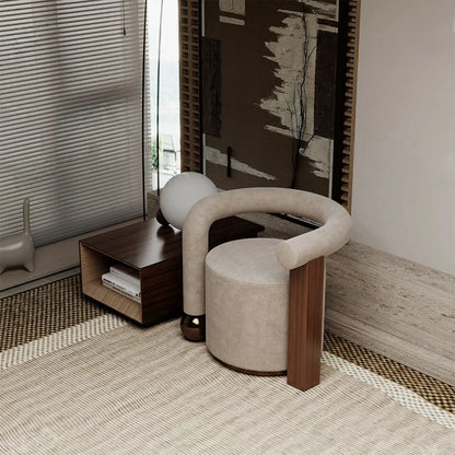 Velvet Luxe | Modern Leisure Chair with Low Arms & Wooden Frame