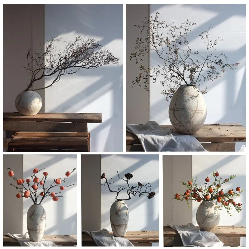 Rustic Zen | Handcrafted Coarse Ceramic Retro Vase – Timeless Earthenware Accent for Elegant Décor"
