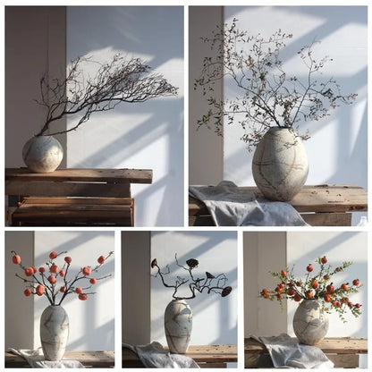 Rustic Zen | Handcrafted Coarse Ceramic Retro Vase – Timeless Earthenware Accent for Elegant Décor"