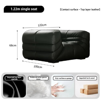 Italian Luxe | Minimalist Black Leather Sofa – Modern Elegance for Living Spaces