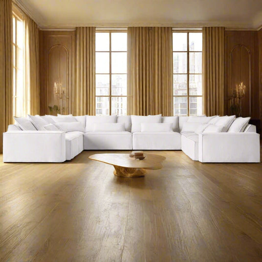 Opulent Cloud | Modern White U-Shape Leather Sectional Sofa – Luxury Modular Comfort