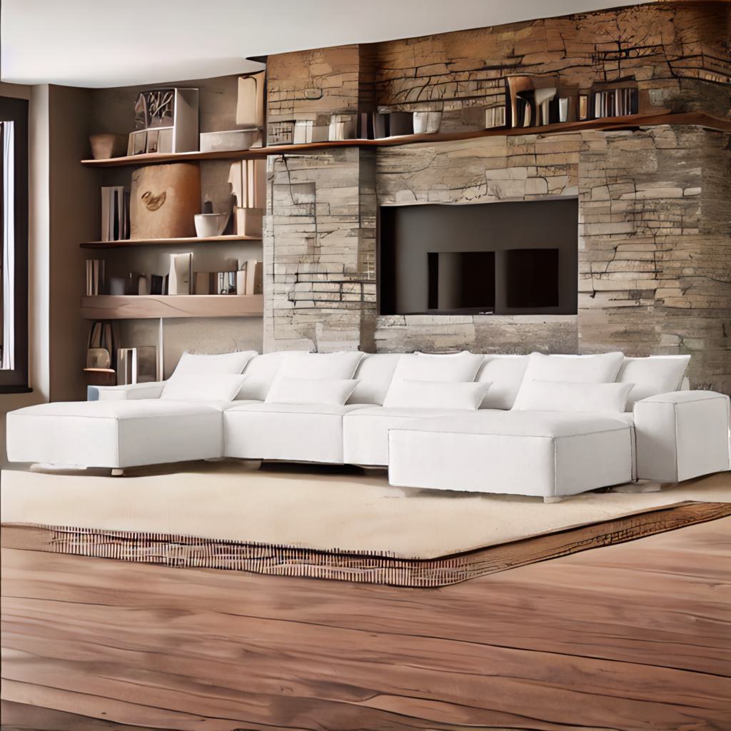 Cloud Luxe | Minimalist U-Shaped Deep Seat Modular Sofa – Modern Fabric Chaise Lounge
