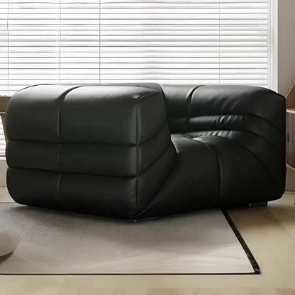 Italian Luxe | Minimalist Black Leather Sofa – Modern Elegance for Living Spaces