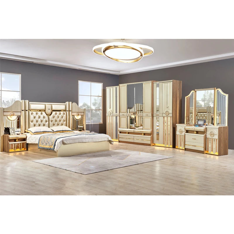 LunaFrame | Modern LED King Bedroom Set with Storage Drawers and Wood Frame