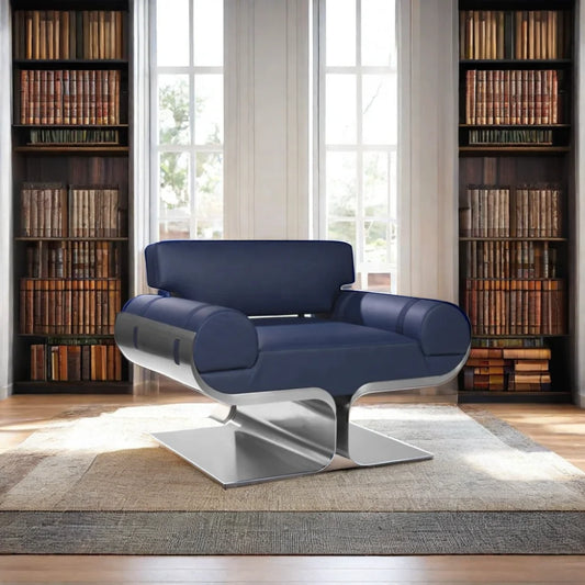 Nordic Luxury Stainless Steel Designer Leisure Chair – Modern Leather Accent for Living Room & Bedroom