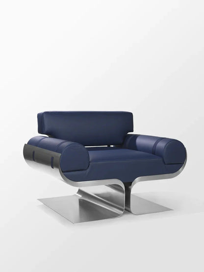 Nordic Luxury Stainless Steel Designer Leisure Chair – Modern Leather Accent for Living Room & Bedroom