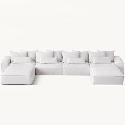 Cloud Luxe | Minimalist U-Shaped Deep Seat Modular Sofa – Modern Fabric Chaise Lounge