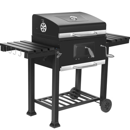 CE 2 in 1 Charcoal and Gas Combo Barbecue BBQ Gas Grills Large Capacity Cooking Area with Thermometer